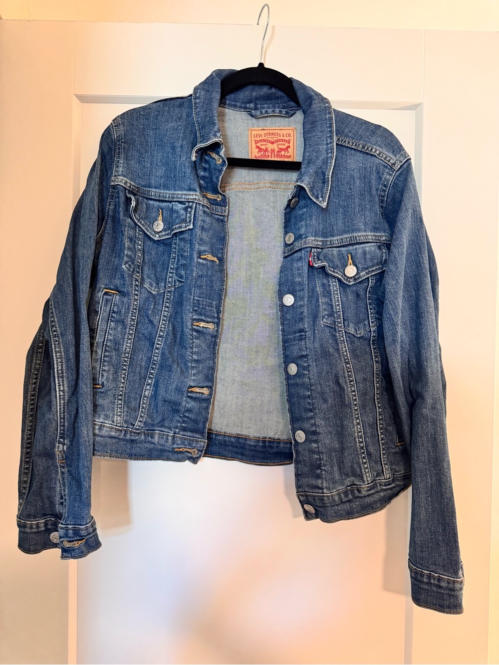 Levi's Blue Denim Jacket with Leather Patch